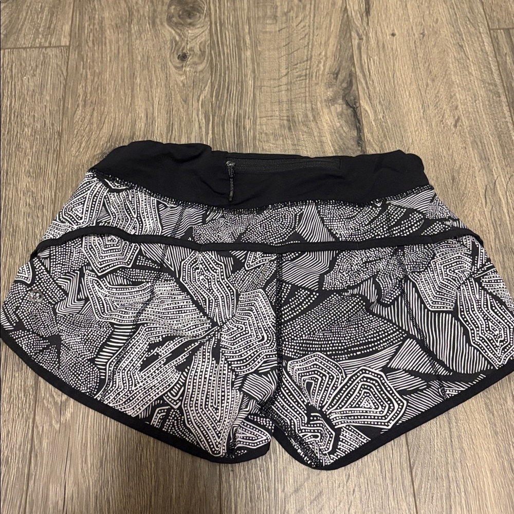 Lululemon Black and White Patterned Athletic Shorts.